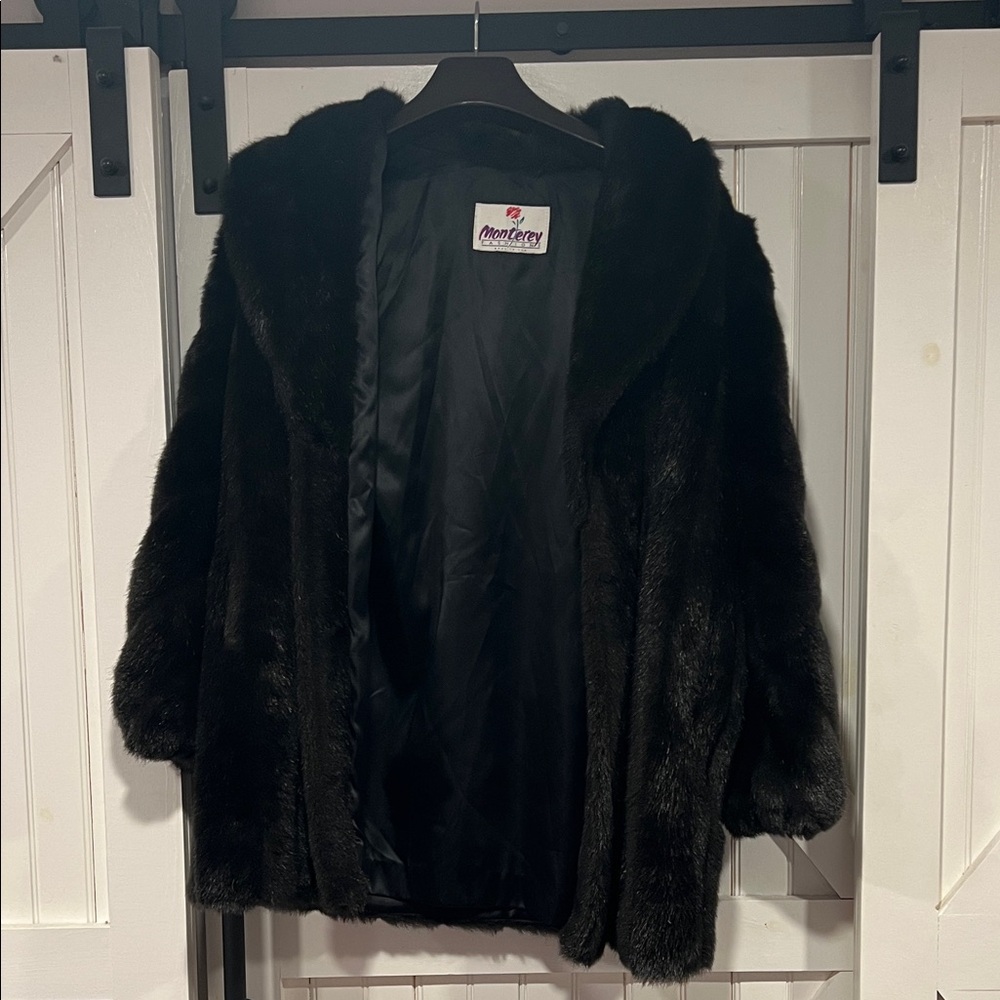 Women's Brown- Black Faux Fur Jacket